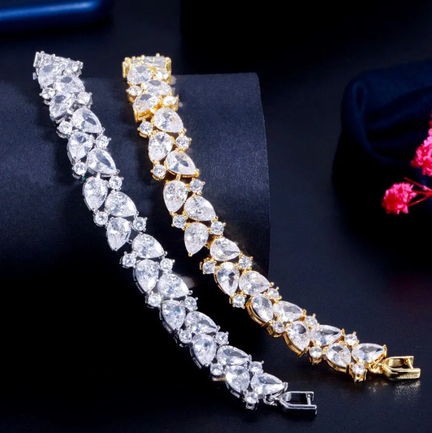 "Jessica" - Cubic Zirconia Bridal Bracelet - Available in Silver, Rose Gold and Yellow Gold