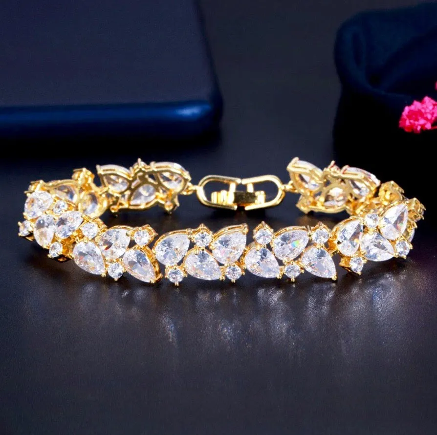 "Jessica" - Cubic Zirconia Bridal Bracelet - Available in Silver, Rose Gold and Yellow Gold