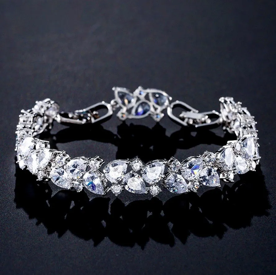 "Jessica" - Cubic Zirconia Bridal Bracelet - Available in Silver, Rose Gold and Yellow Gold