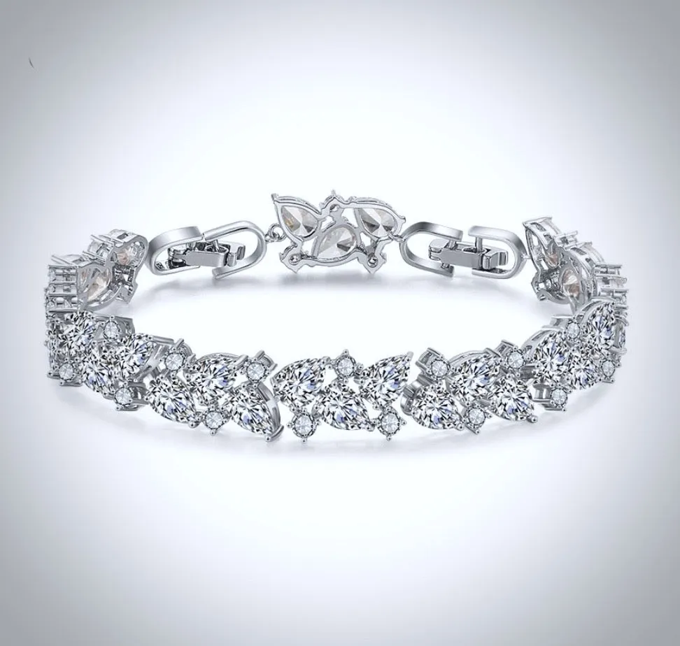 "Jessica" - Cubic Zirconia Bridal Bracelet - Available in Silver, Rose Gold and Yellow Gold