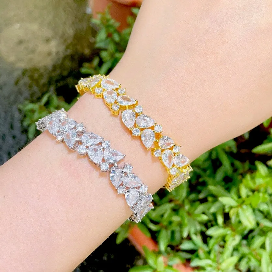 "Jessica" - Cubic Zirconia Bridal Bracelet - Available in Silver, Rose Gold and Yellow Gold