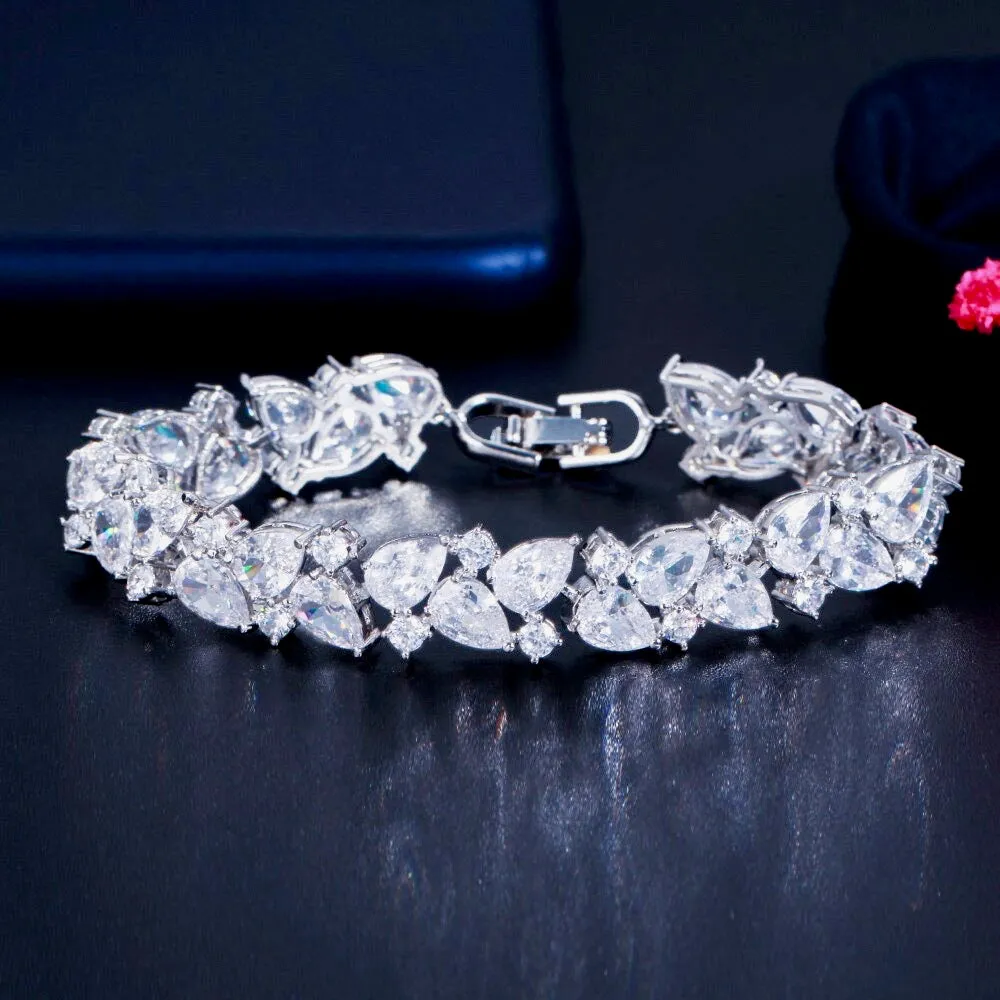 "Jessica" - Cubic Zirconia Bridal Bracelet - Available in Silver, Rose Gold and Yellow Gold