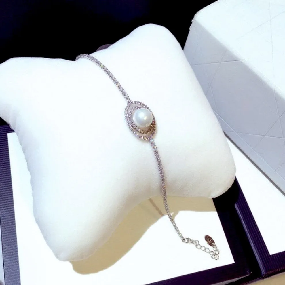 "Kyndra" - Pearl and Cubic Zirconia Bridal Bracelet - Available in Silver and Rose Gold