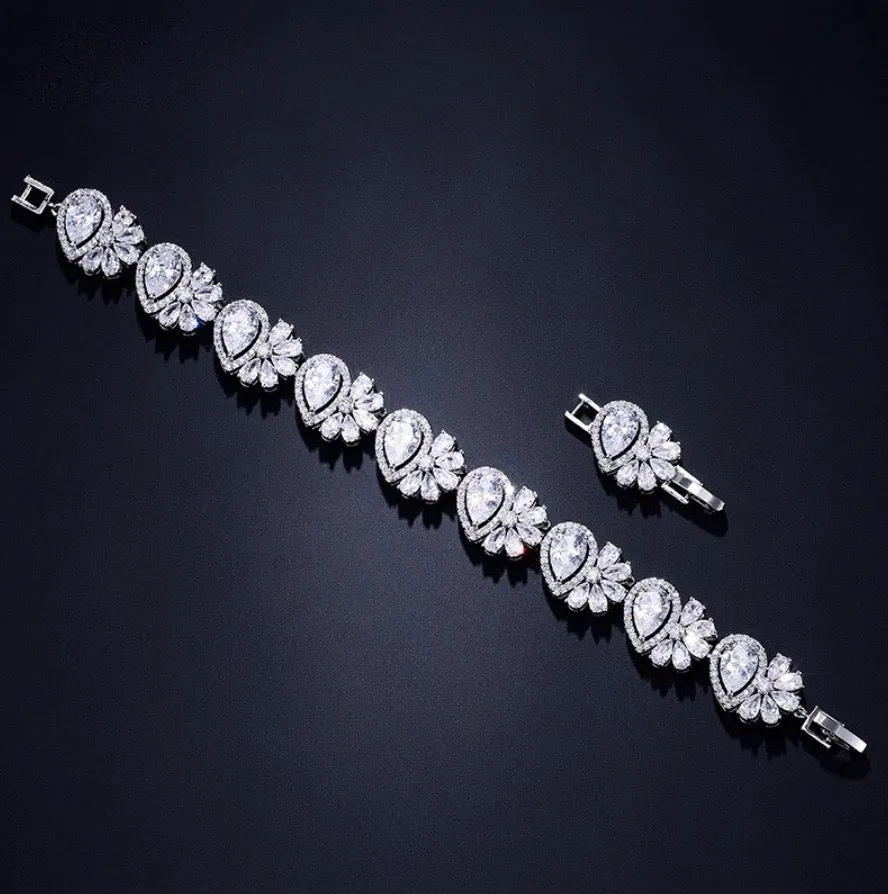 "Maureen" - Cubic Zirconia Bridal Bracelet - Available in Rose Gold and Silver