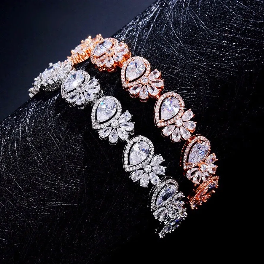 "Maureen" - Cubic Zirconia Bridal Bracelet - Available in Rose Gold and Silver