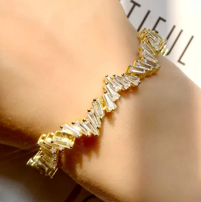 "Star" - Cubic Zirconia Adjustable Bracelet - Available in Silver, Rose Gold and Yellow Gold