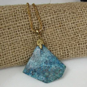 Rare Handcut Blue Gemstone  Arizona Shattuckie Pendant Necklace