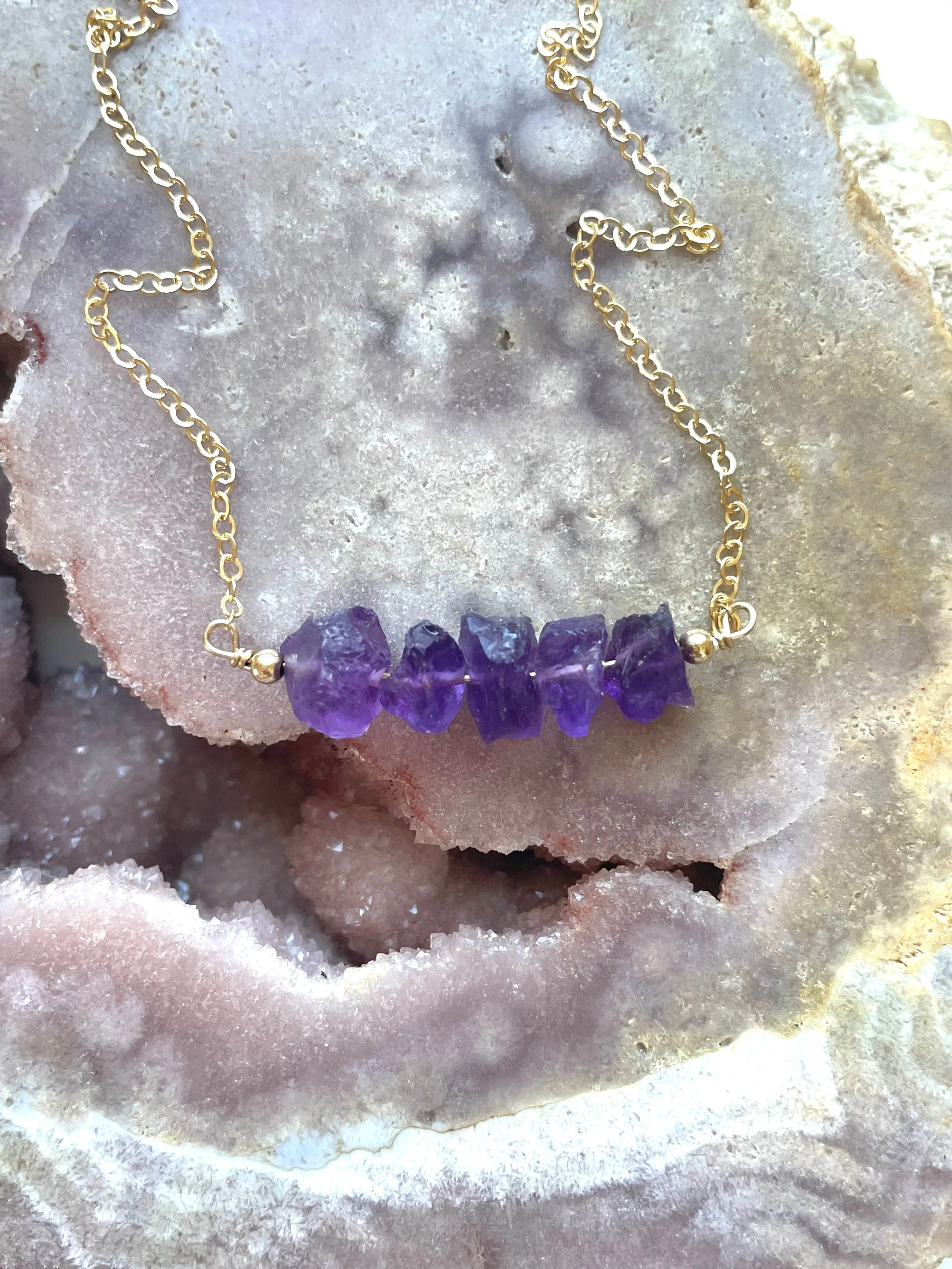 Raw Amethyst Necklace February Birthstone Crystal