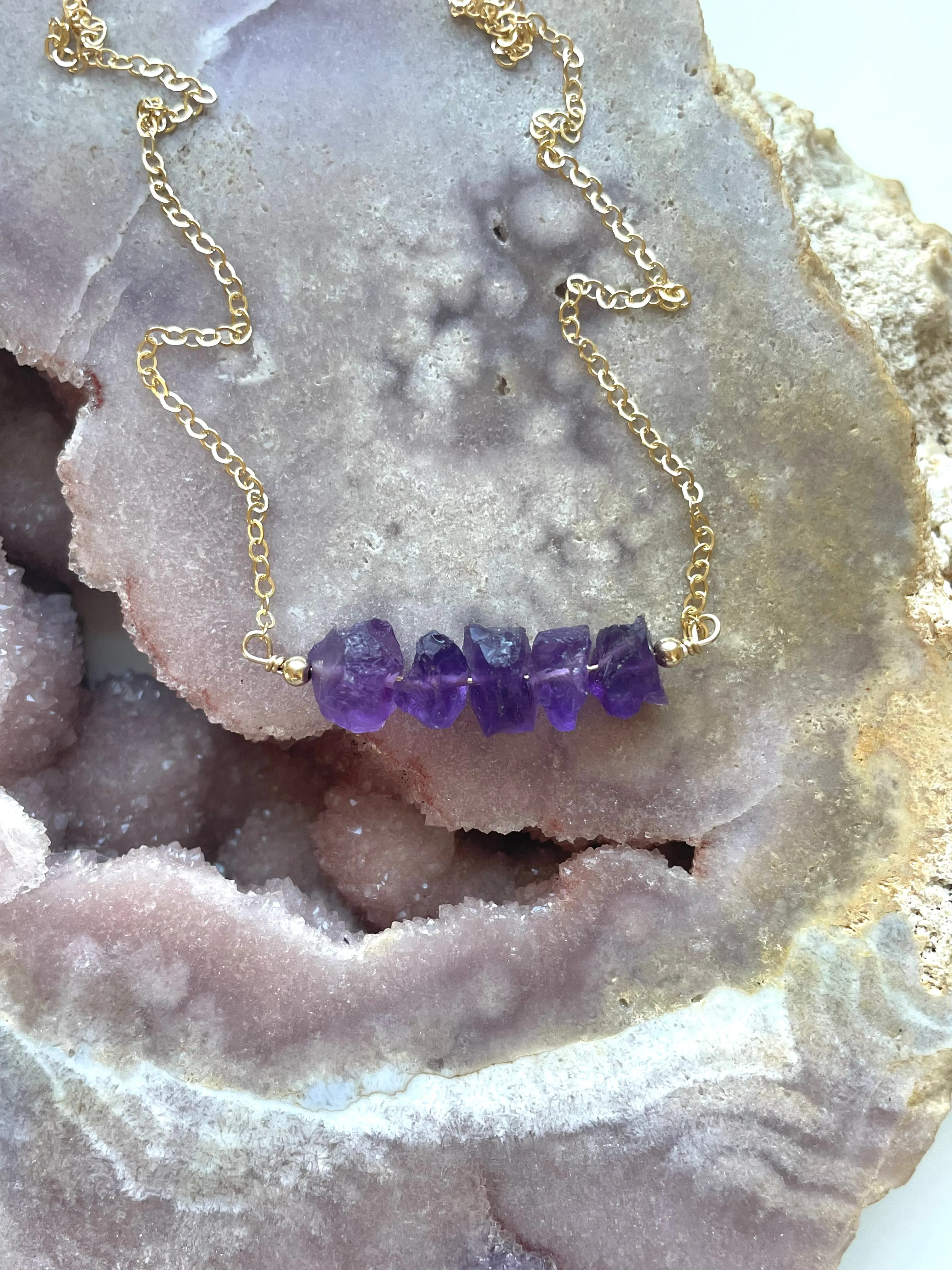 Raw Amethyst Necklace February Birthstone Crystal