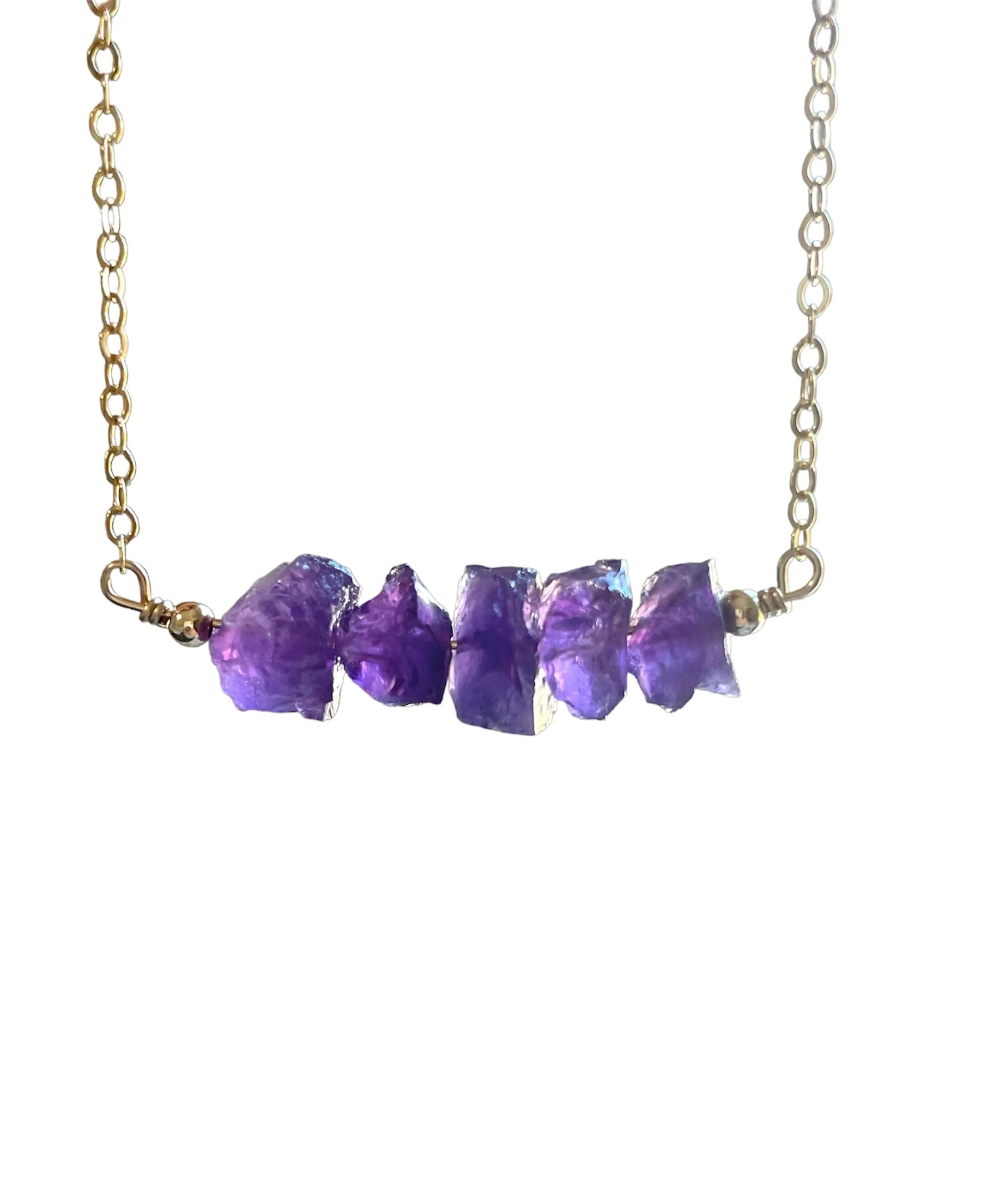 Raw Amethyst Necklace February Birthstone Crystal