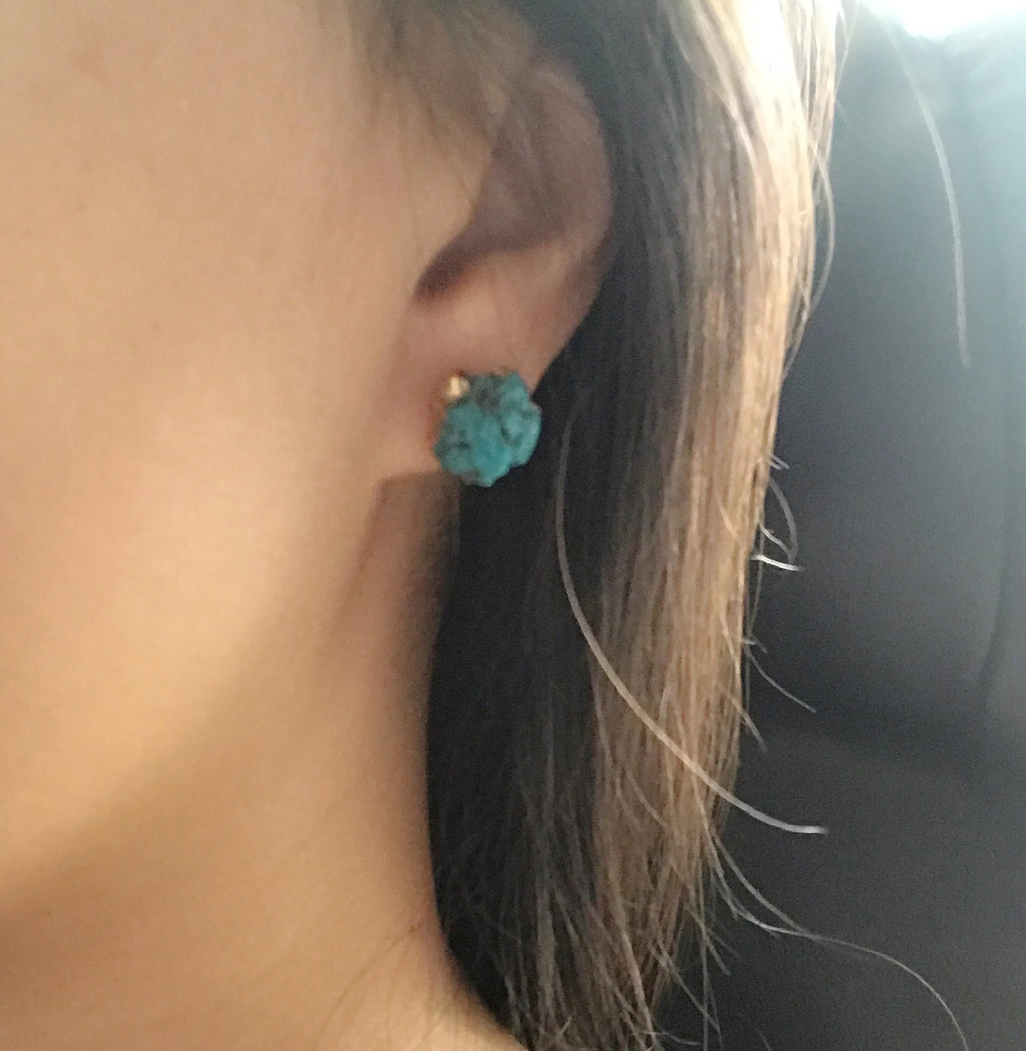 Raw turquoise stud earrings (E433)