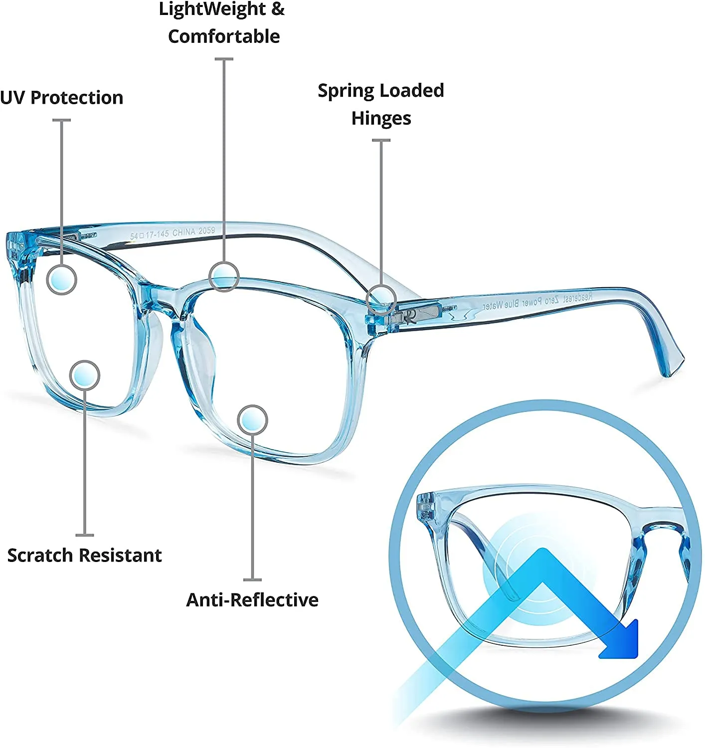 Readerest Blue Light Blocking Reading Glasses (Light Blue, 3.75 Magnification) Computer