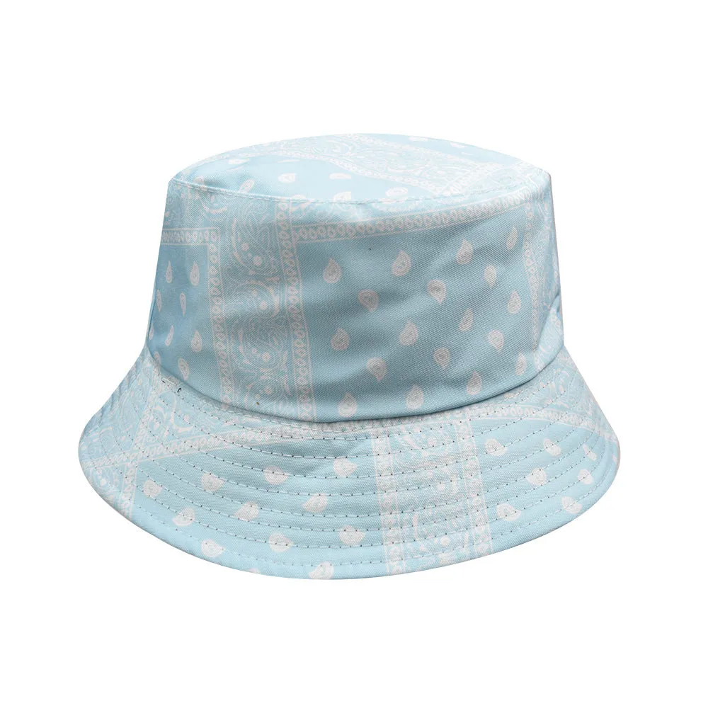 Red Reservible Cashew Flowers Print Boonie Bucket Hat Cap Brim Outdoor Sun Safari Camping Fishing