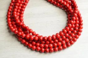 Red Statement Beaded Chunky Howlite Multi Strand Statement Necklace -  Alana