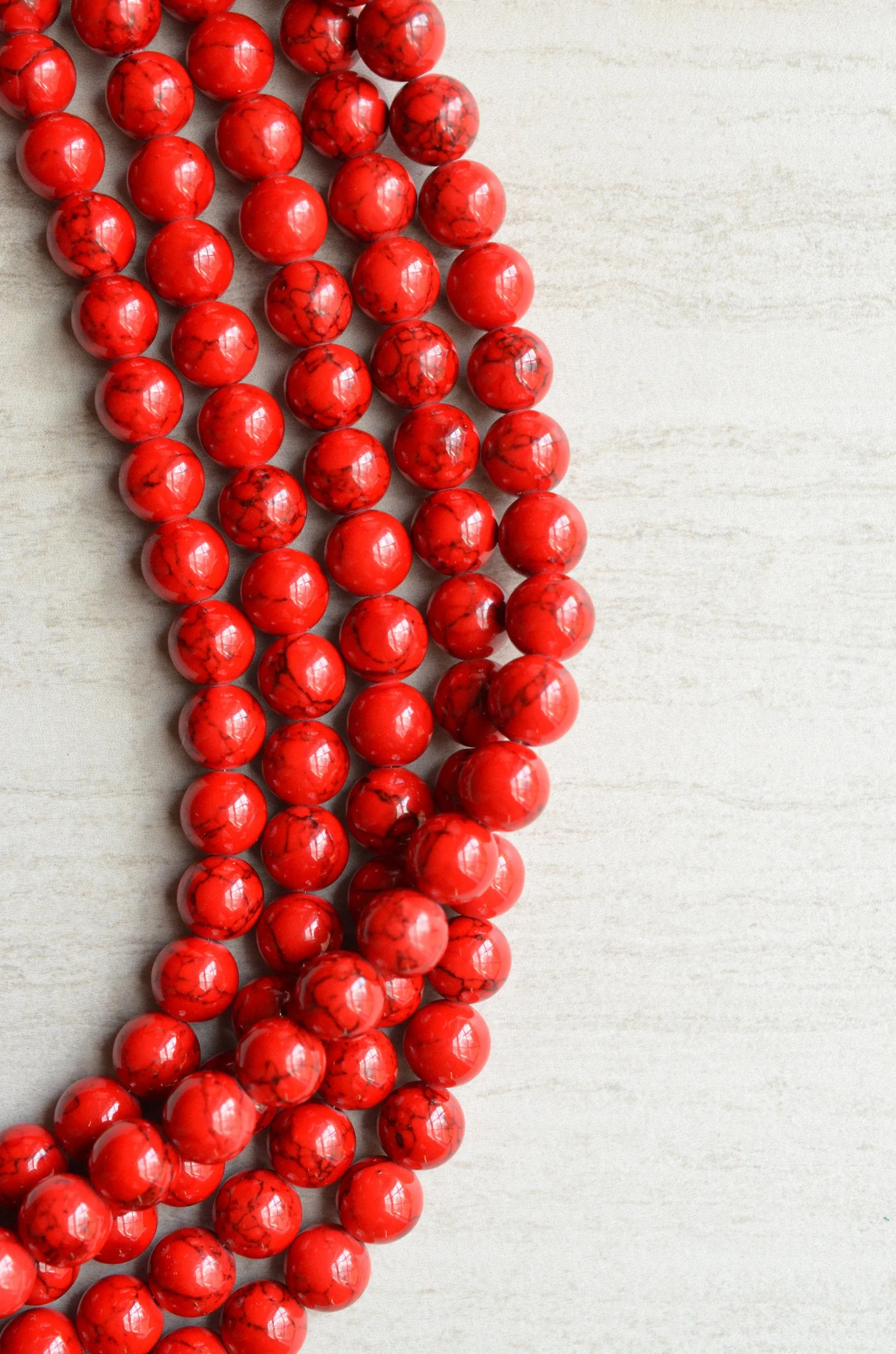 Red Statement Beaded Chunky Howlite Multi Strand Statement Necklace -  Alana