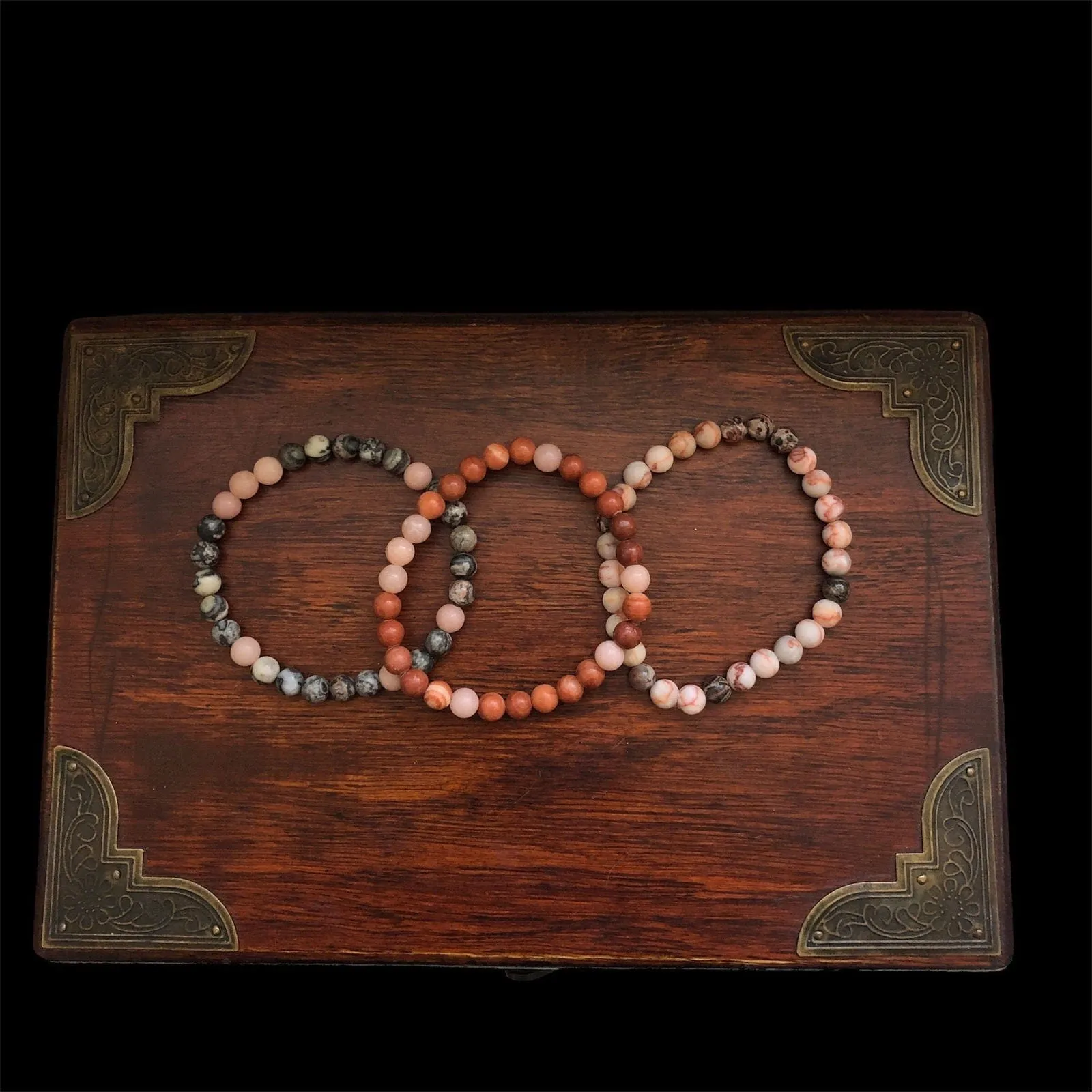 Redstone Agate and Pink Opal Beaded Bracelet