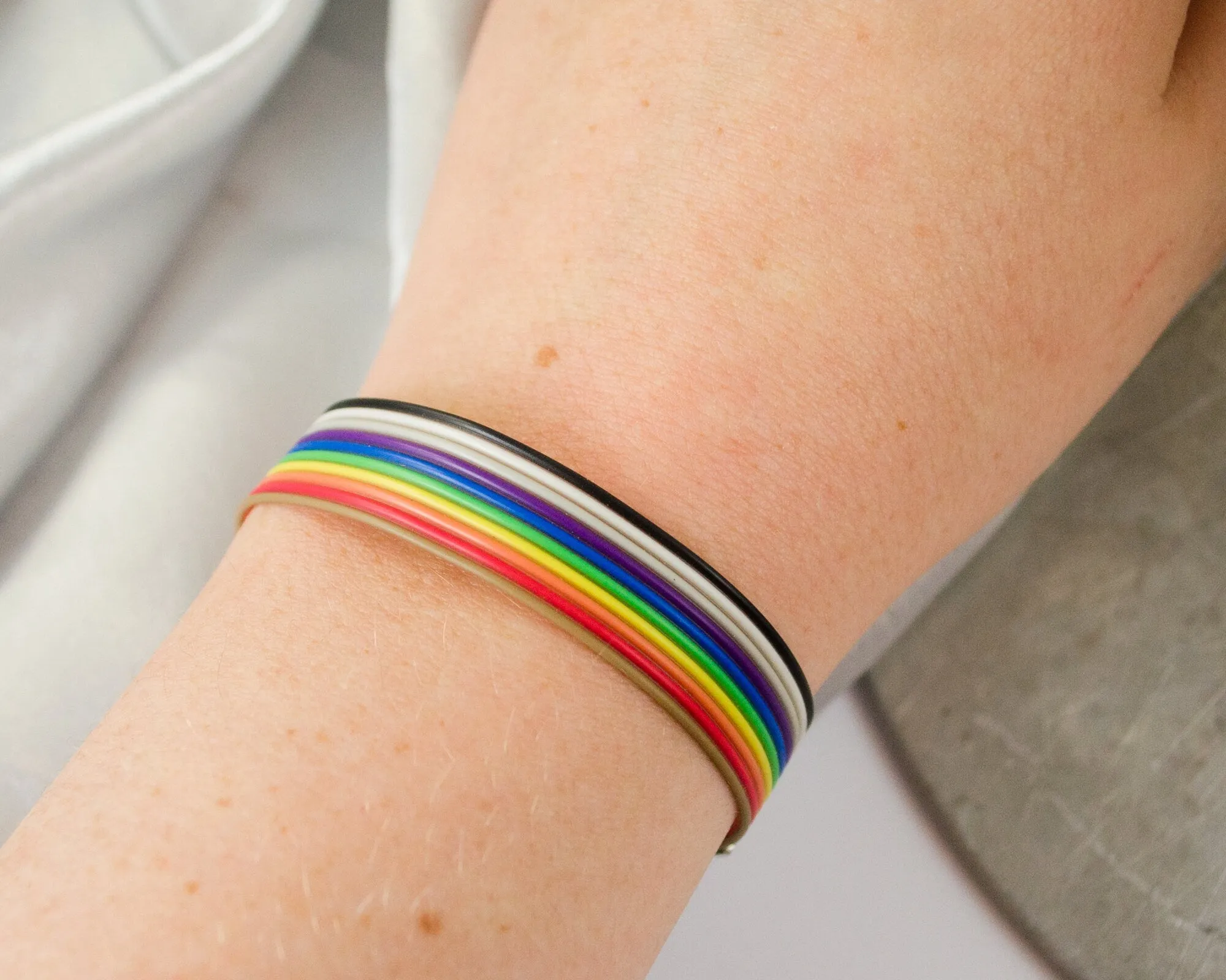 Ribbon Cable Adjustable Bracelet with Resistor, Rainbow Bracelet, Computer Engineer Jewelry