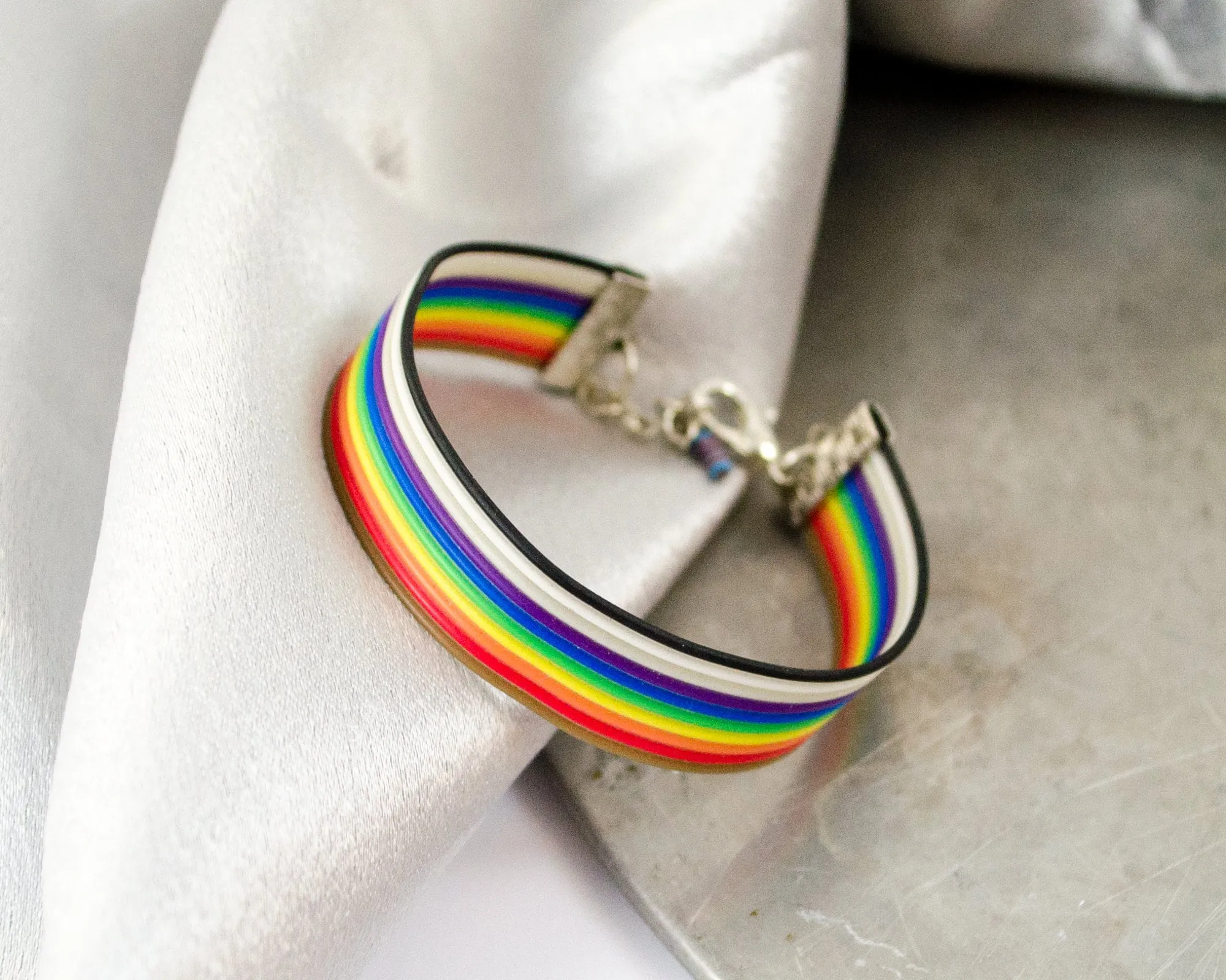 Ribbon Cable Adjustable Bracelet with Resistor, Rainbow Bracelet, Computer Engineer Jewelry