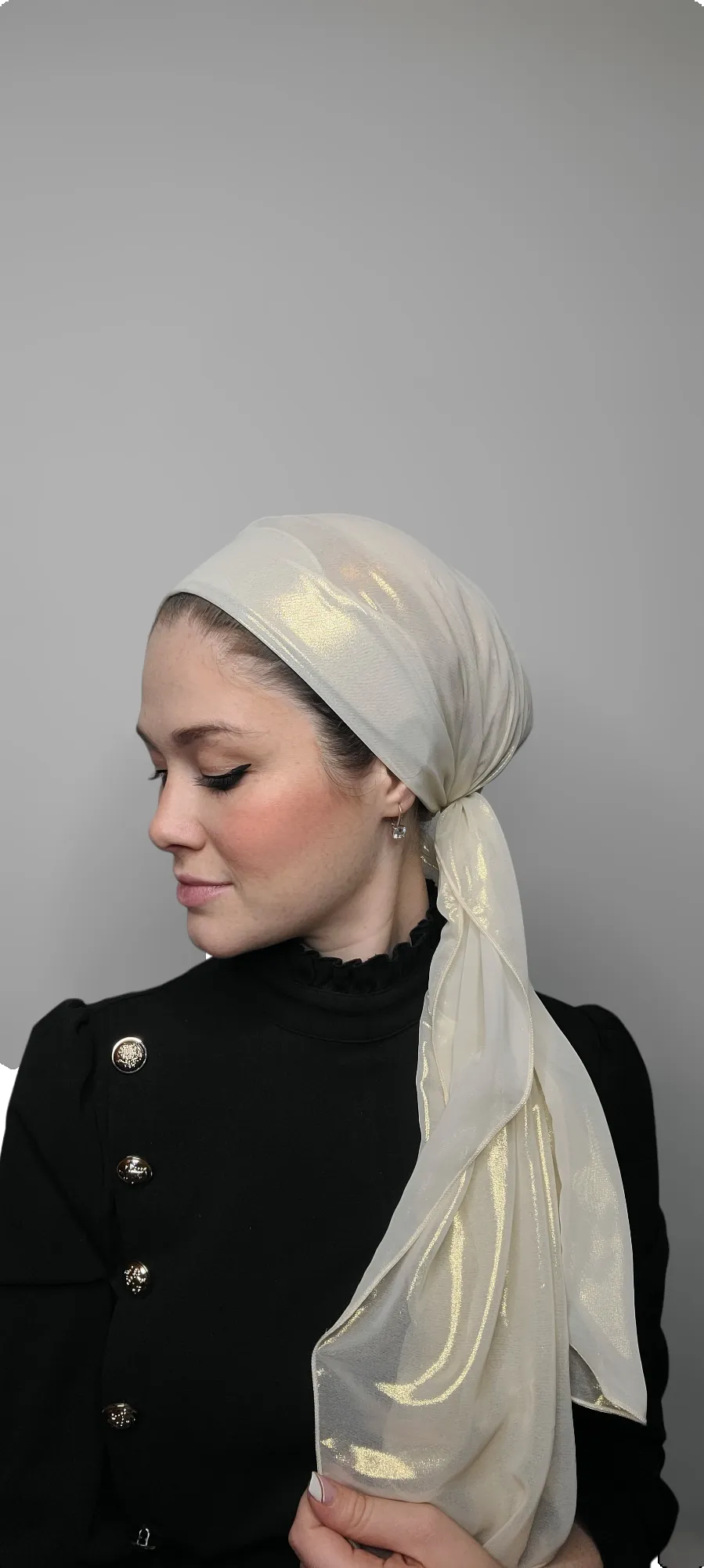 Rinati Lakel Long Shimmery Scarf with Scrunchie