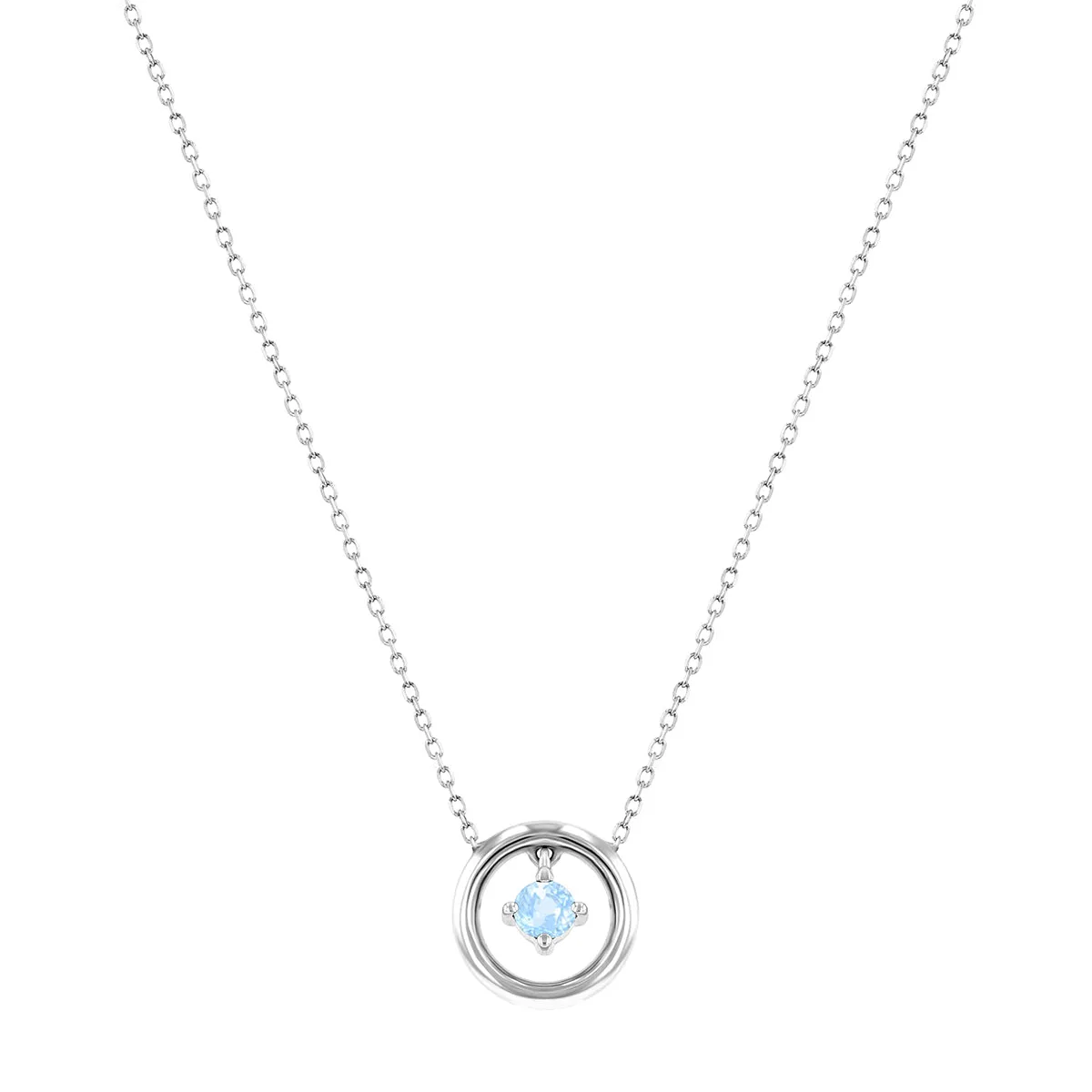 Riviera Collection Aquamarine Circle Pendant | 9K White Gold