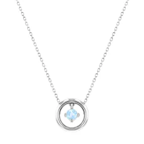 Riviera Collection Aquamarine Circle Pendant | 9K White Gold