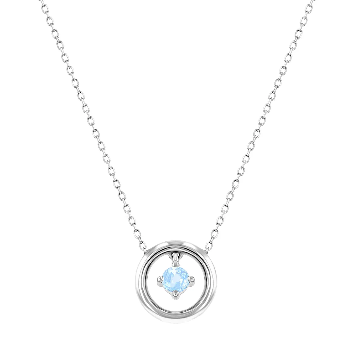 Riviera Collection Aquamarine Circle Pendant | 9K White Gold