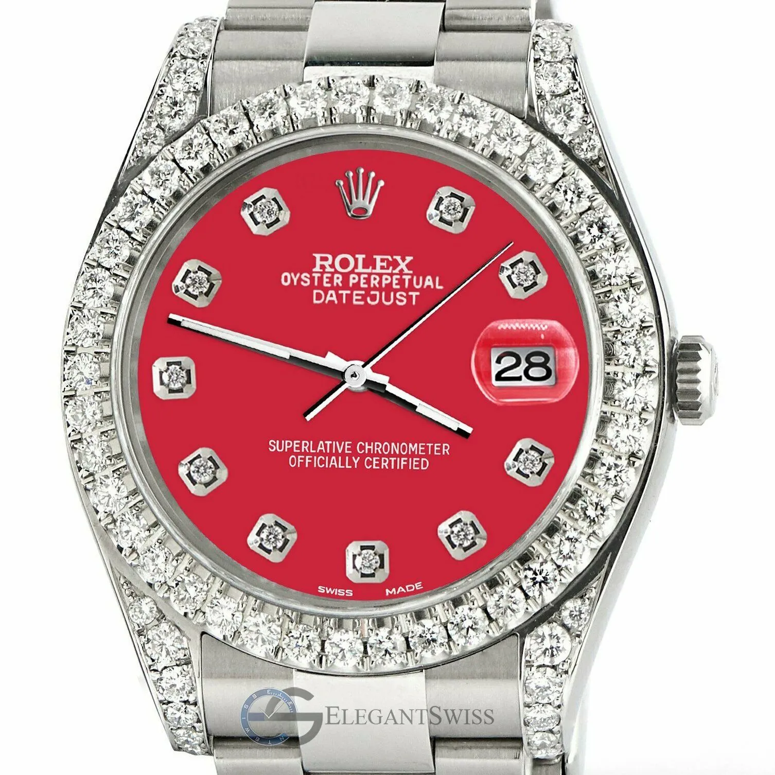 Rolex Datejust 41 126300 4.4CT Diamond Bezel/Lugs/Scarlet Red Dial  TFJ-142508758