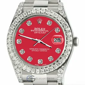 Rolex Datejust 41 126300 4.4CT Diamond Bezel/Lugs/Scarlet Red Dial  TFJ-142508758