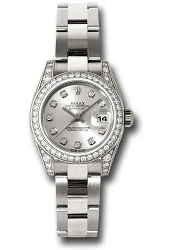 Rolex White Gold Lady-Datejust 26mm - 42 Diamond Bezel - Silver Diamond Dial - Oyster Bracelet - 179159 sdo