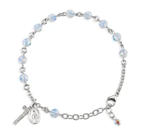 Rosary Bracelet Created with 6mm Opal Finest Austrian Crystal Round Beads by HMH - BR8550OP