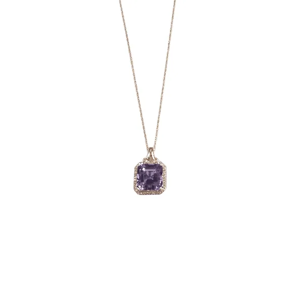 Rose Gold Amethyst & Diamond Necklace