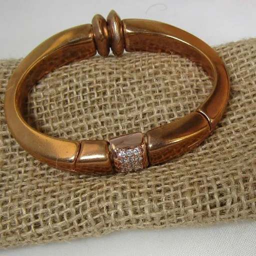 Rose Gold Bangle Cuff Bracelet with Crystal Sparkles