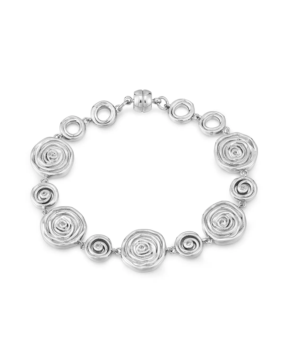 Rosette Coil Link Bracelet- Silver