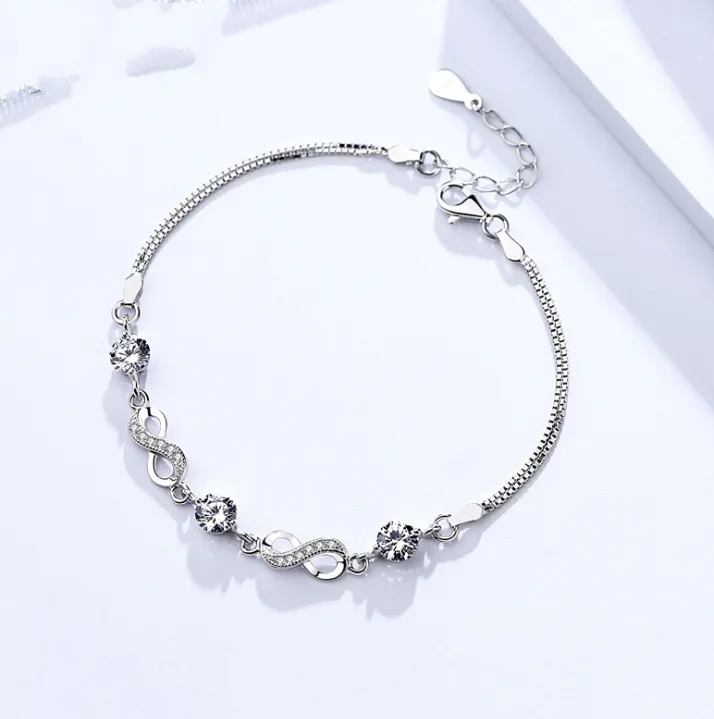 S925 Sterling Silver Bracelet Jewelry Diamond crystalfashionable female jewelry factory wholesale agent silver