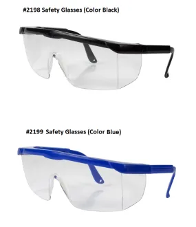 Safety Glasses, Clear with Wide View Optical Lenses