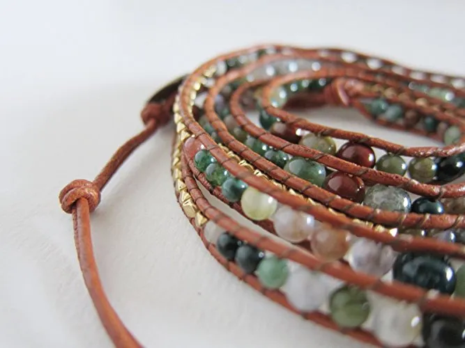 SALE - Graduated India Agate Beaded Wrap Bracelet