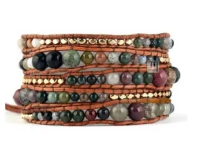 SALE - Graduated India Agate Beaded Wrap Bracelet