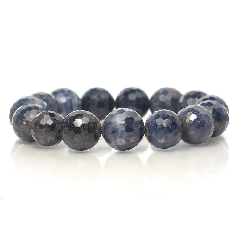 Sapphire Faceted Stretch Bracelet 15mm