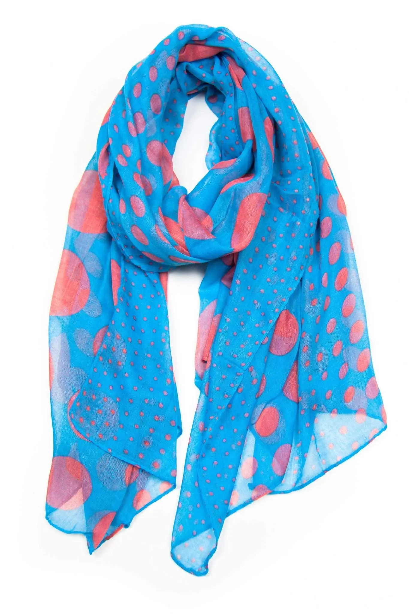 Scarf / Blue Red Polka Dot / Unisex