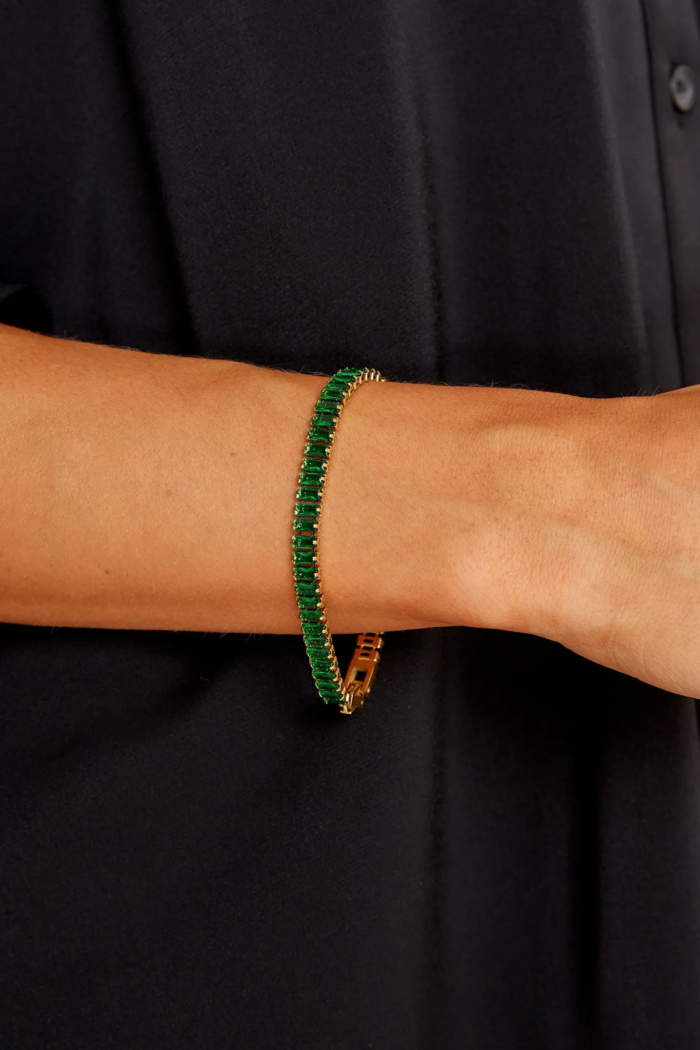 Shayna Emerald Baguette Bracelet