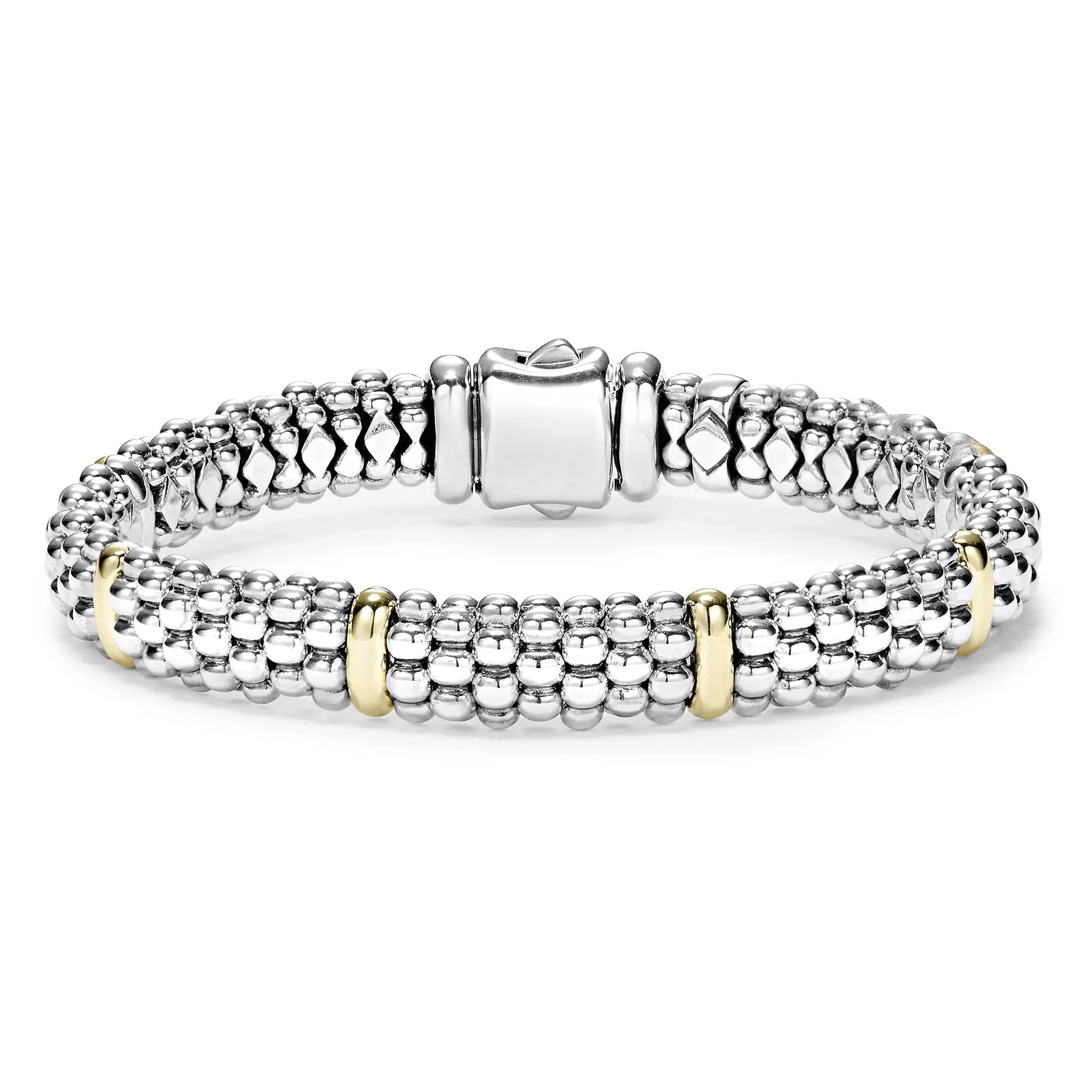 Signature Caviar Six Gold Station Caviar Bracelet | 9mm