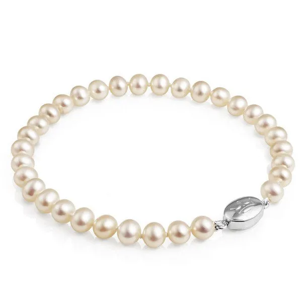 Silver 5 - 5.5mm Pearl Bracelet