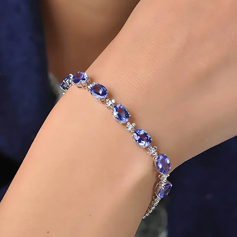 Silver 925 Jewelry Sapphire Gemstone Wedding Party Bracelets