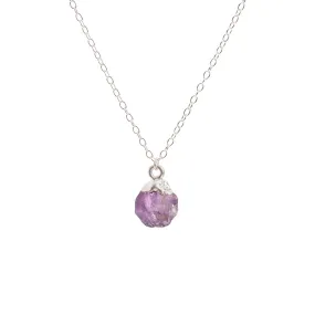 Silver Amethyst Raw Crystal Necklace