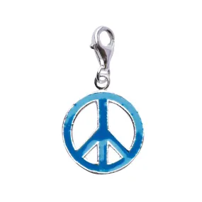 Silver and Turquoise Peace Sign Charm