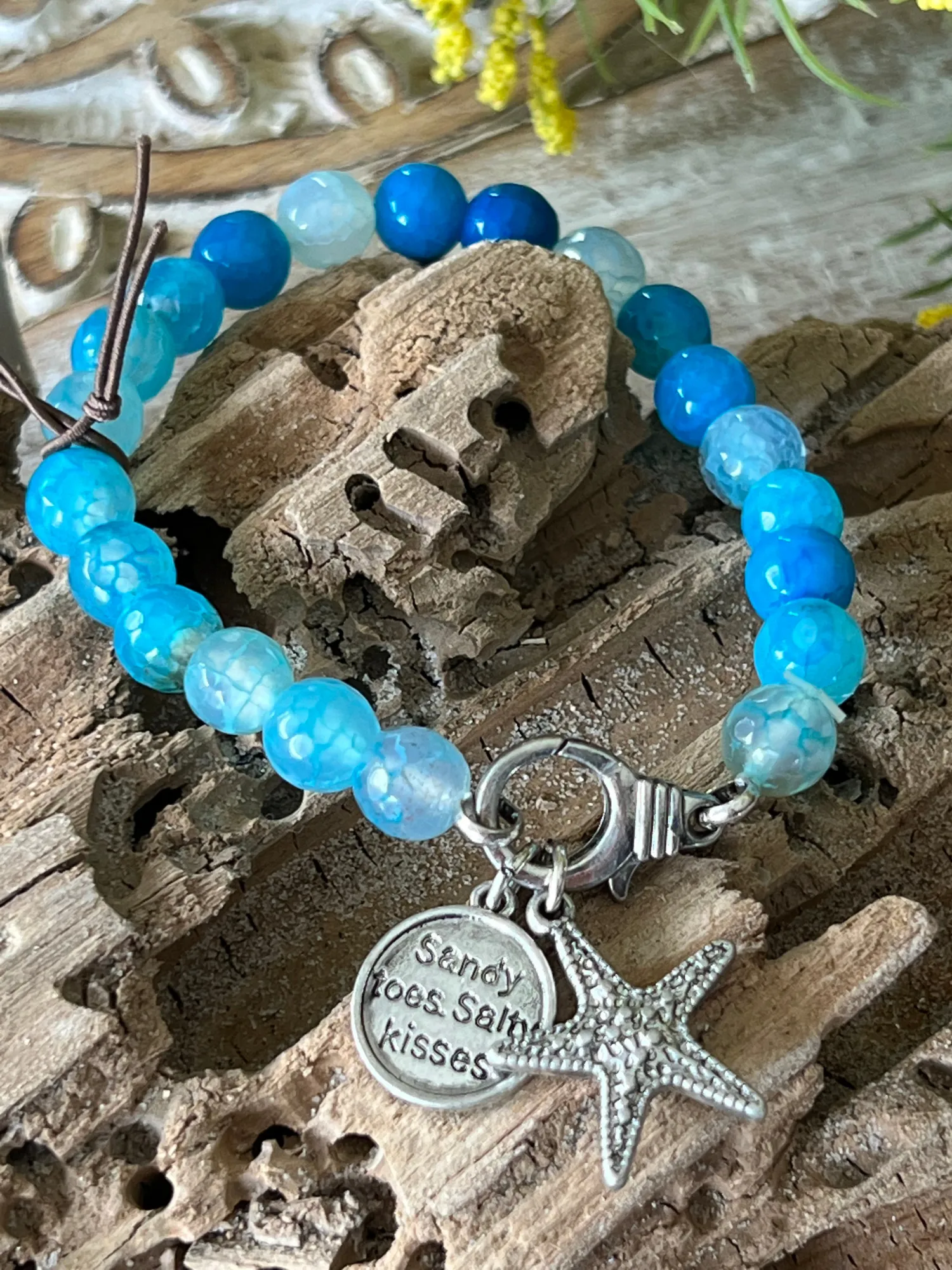 Silver Blue Starfish Charm Bracelet