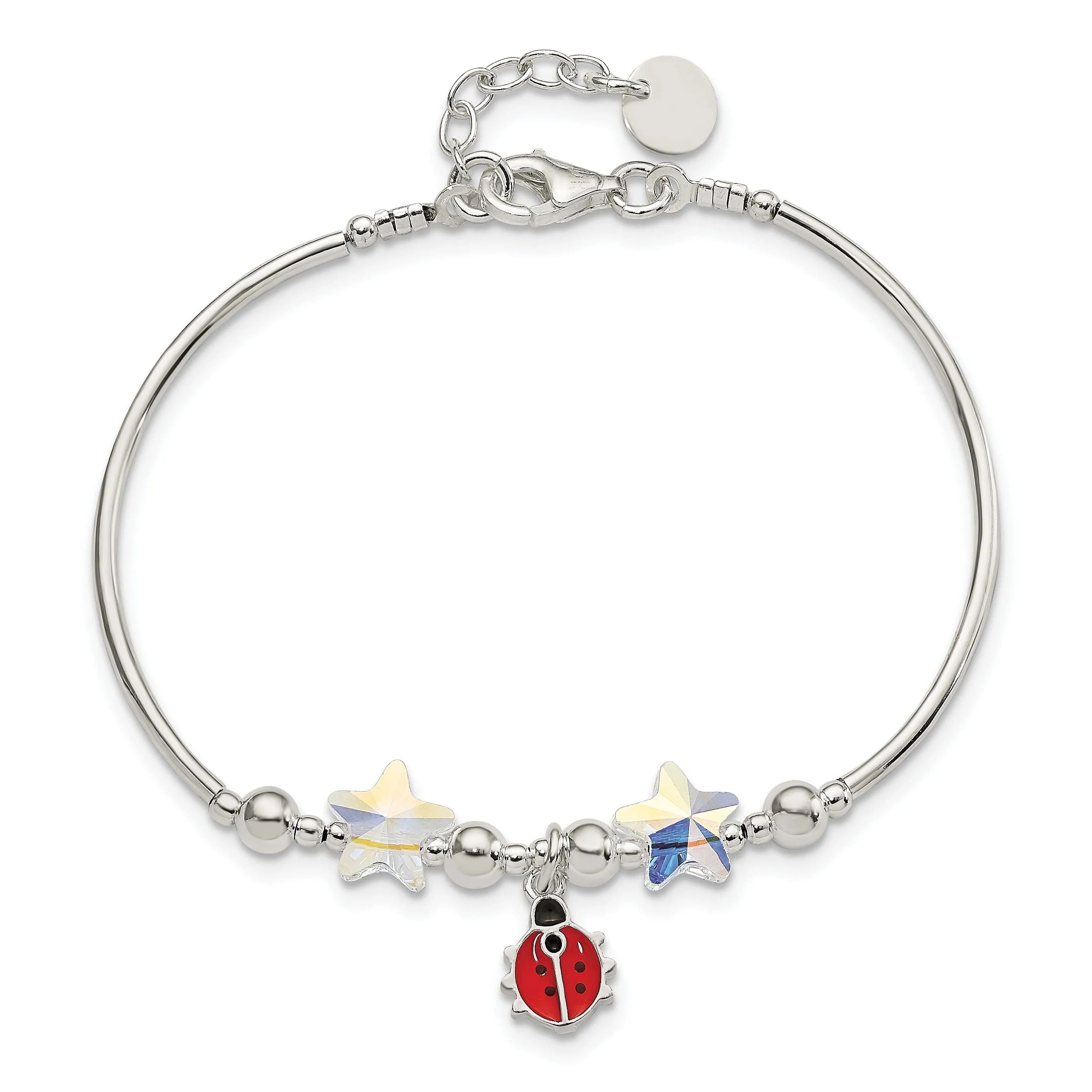 Silver Childrens Ladybug Swarovski Bracelet