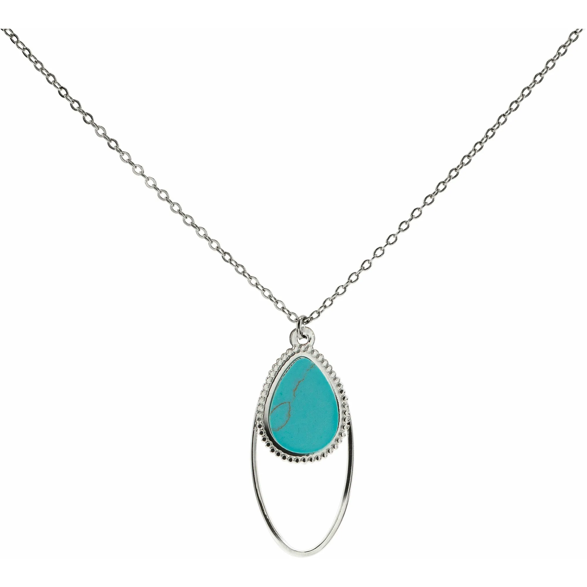 Silver Double Drop Turquoise Necklace