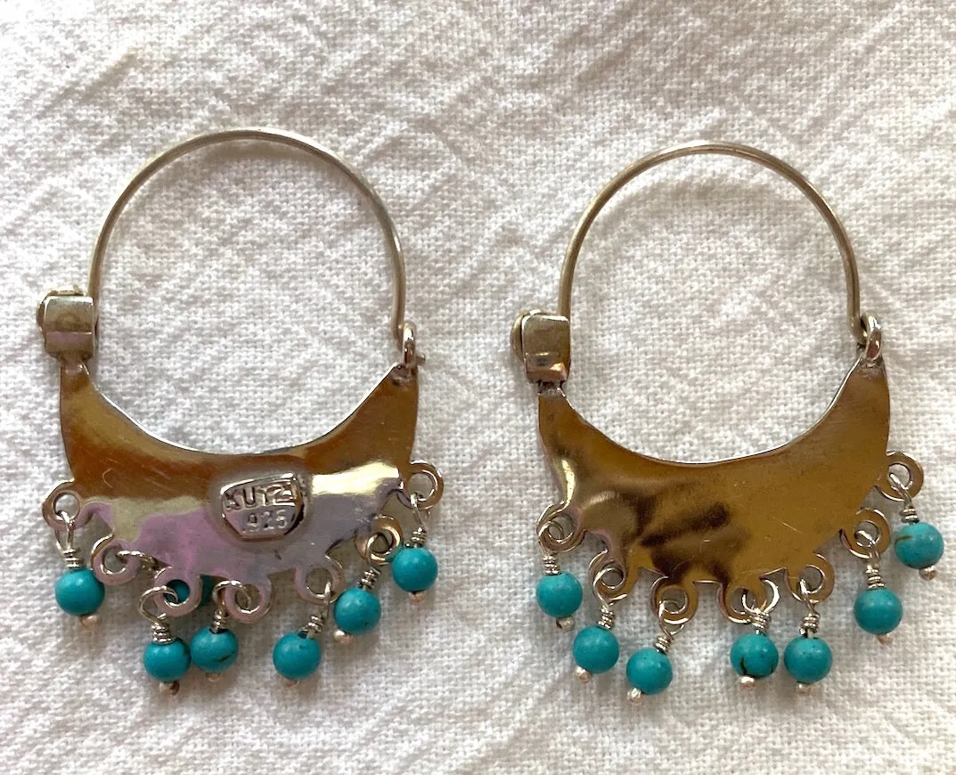 Silver Earrings w/Turquoise Beads