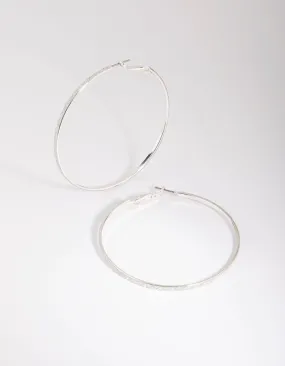 Silver Glitter Hoop Earrings